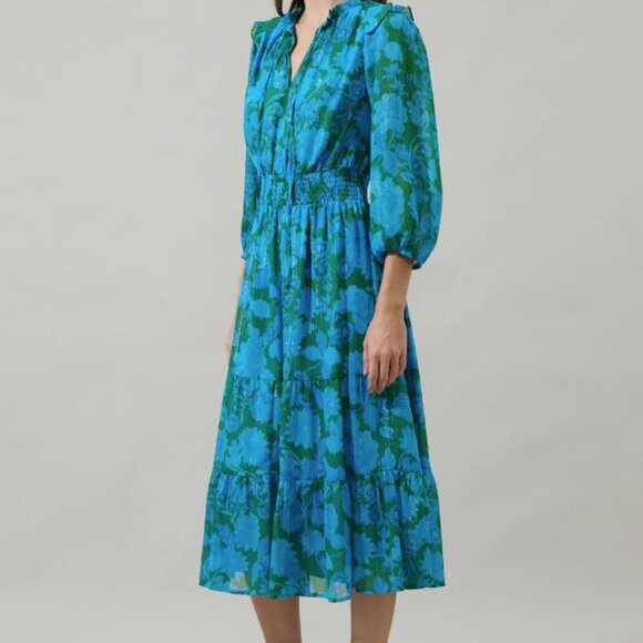 Sugarlips, Amren Floral Henri Smocked Midi Dress, Size Small, NWOT - Picture 2 of 5